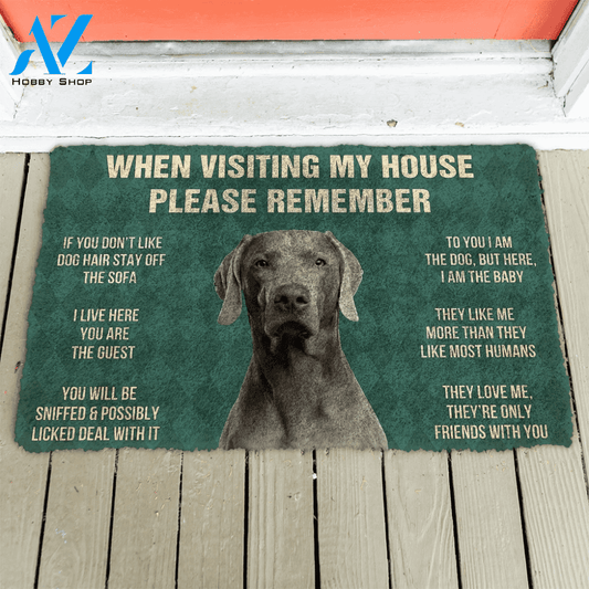 3D Please Remember Weimaraner House Rules Custom Doormat