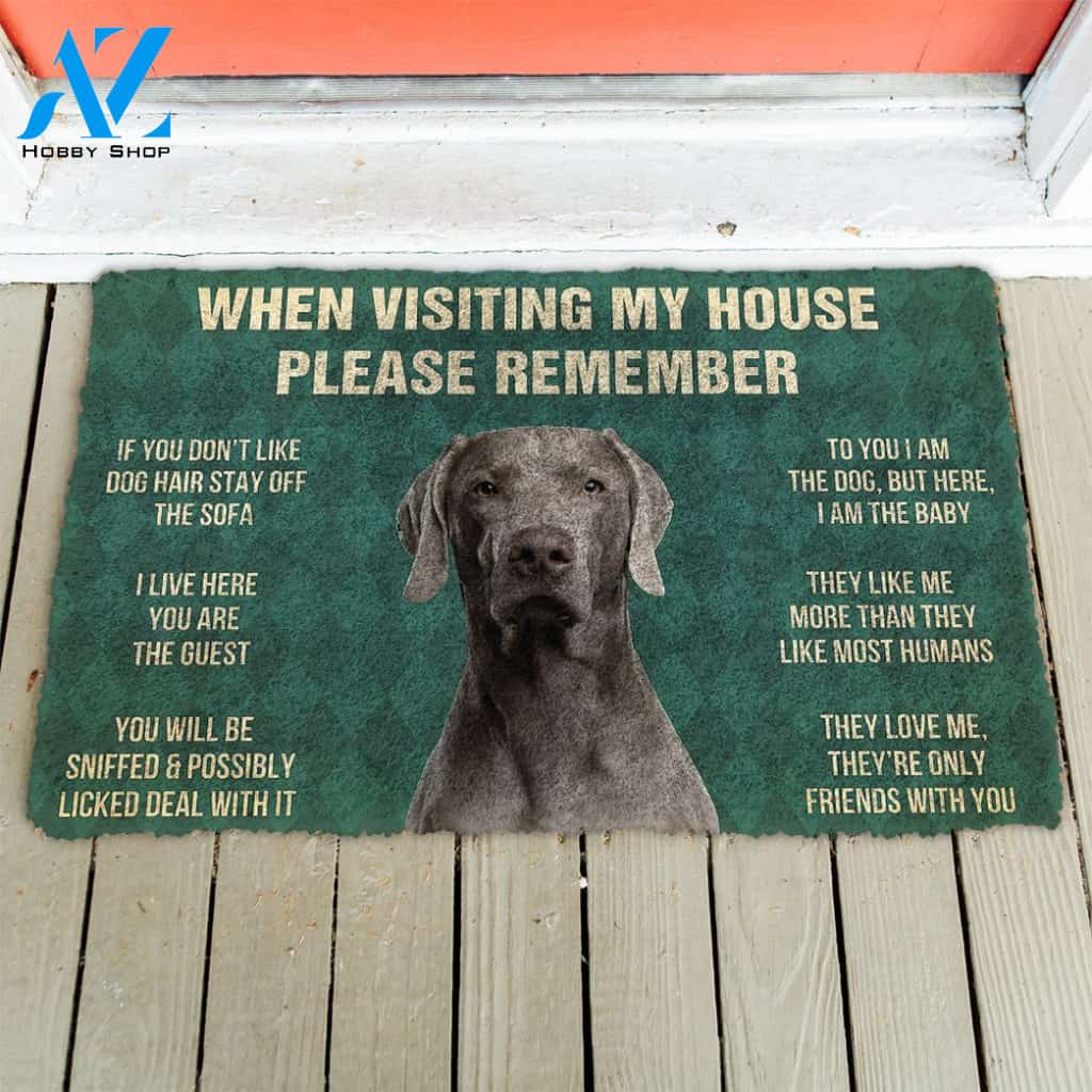 3D Please Remember Weimaraner House Rules Custom Doormat | Welcome Mat | House Warming Gift