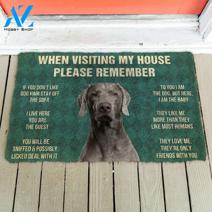 3D Please Remember Weimaraner House Rules Custom Doormat | Welcome Mat | House Warming Gift