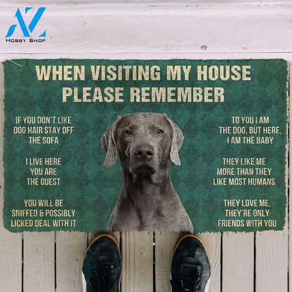 3D Please Remember Weimaraner House Rules Custom Doormat | Welcome Mat | House Warming Gift