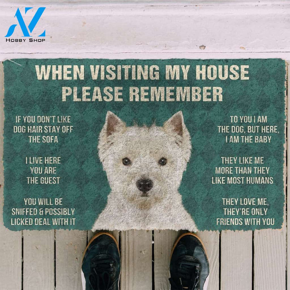 3D Please Remember West Highland White Terrier Dogs House Rules Doormat | Welcome Mat | House Warming Gift