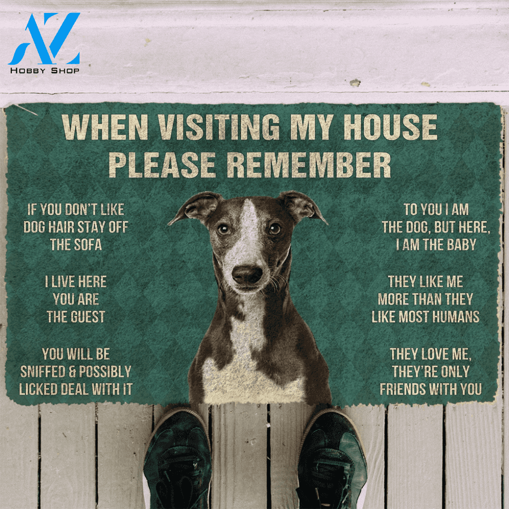 3D Please Remember Whippet House Rules Custom Doormat