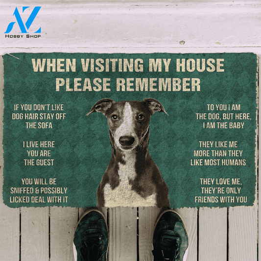 3D Please Remember Whippet House Rules Custom Doormat