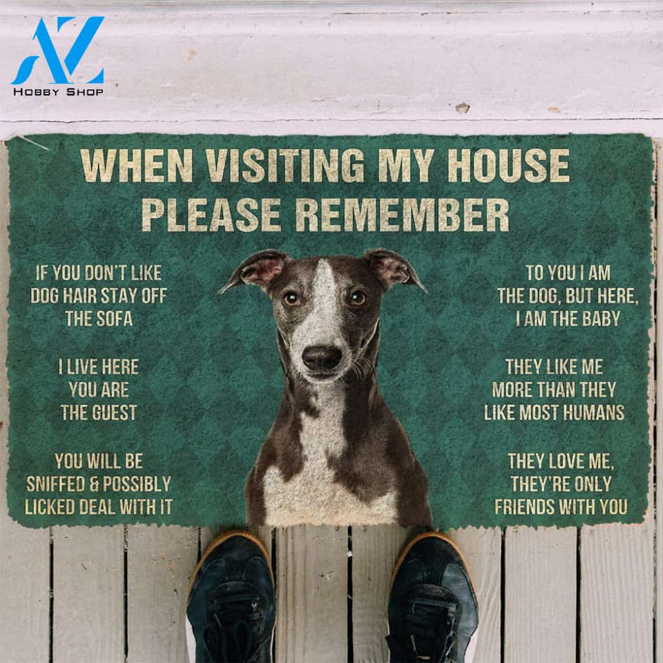 3D Please Remember Whippet House Rules Custom Doormat | Welcome Mat | House Warming Gift