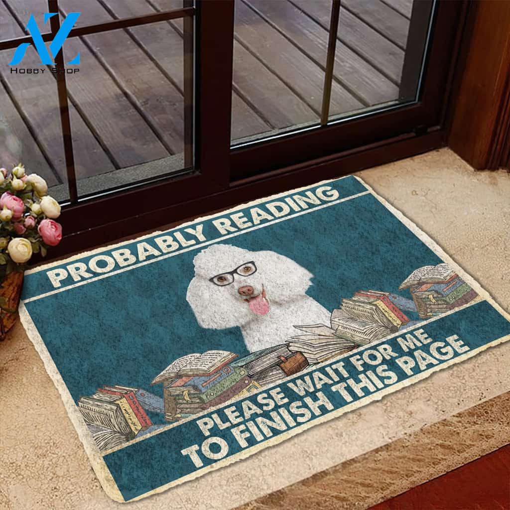 3D Poodle Probably Reading Please Wait Custom Doormat | Welcome Mat | House Warming Gift
