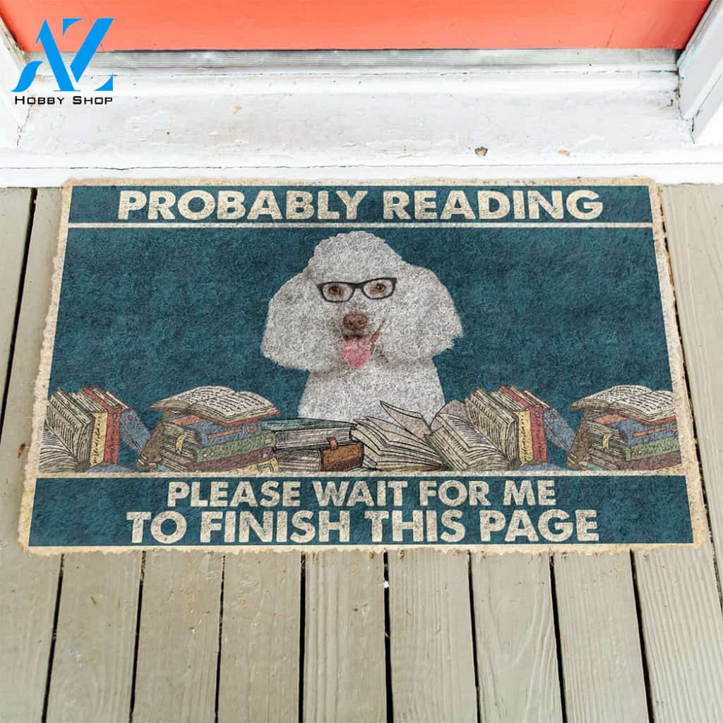3D Poodle Probably Reading Please Wait Custom Doormat | Welcome Mat | House Warming Gift