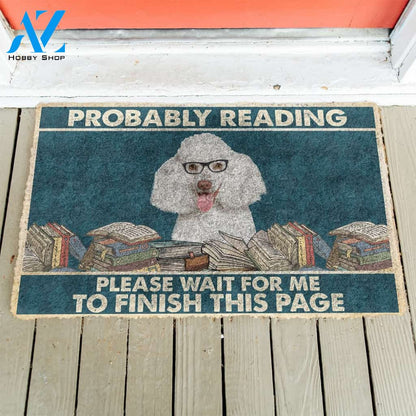 3D Poodle Probably Reading Please Wait Custom Doormat | Welcome Mat | House Warming Gift