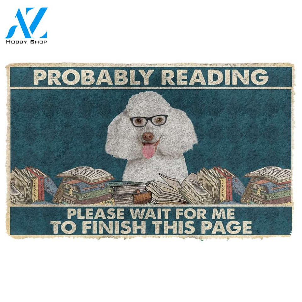 3D Poodle Probably Reading Please Wait Custom Doormat | Welcome Mat | House Warming Gift