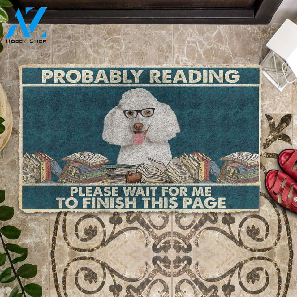 3D Poodle Probably Reading Please Wait Custom Doormat | Welcome Mat | House Warming Gift