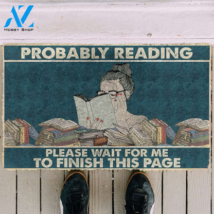 3D Probably Reading Please Wait For Me Custom Doormat | Welcome Mat | House Warming Gift