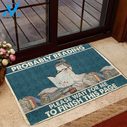 3D Probably Reading Please Wait For Me Custom Doormat | Welcome Mat | House Warming Gift
