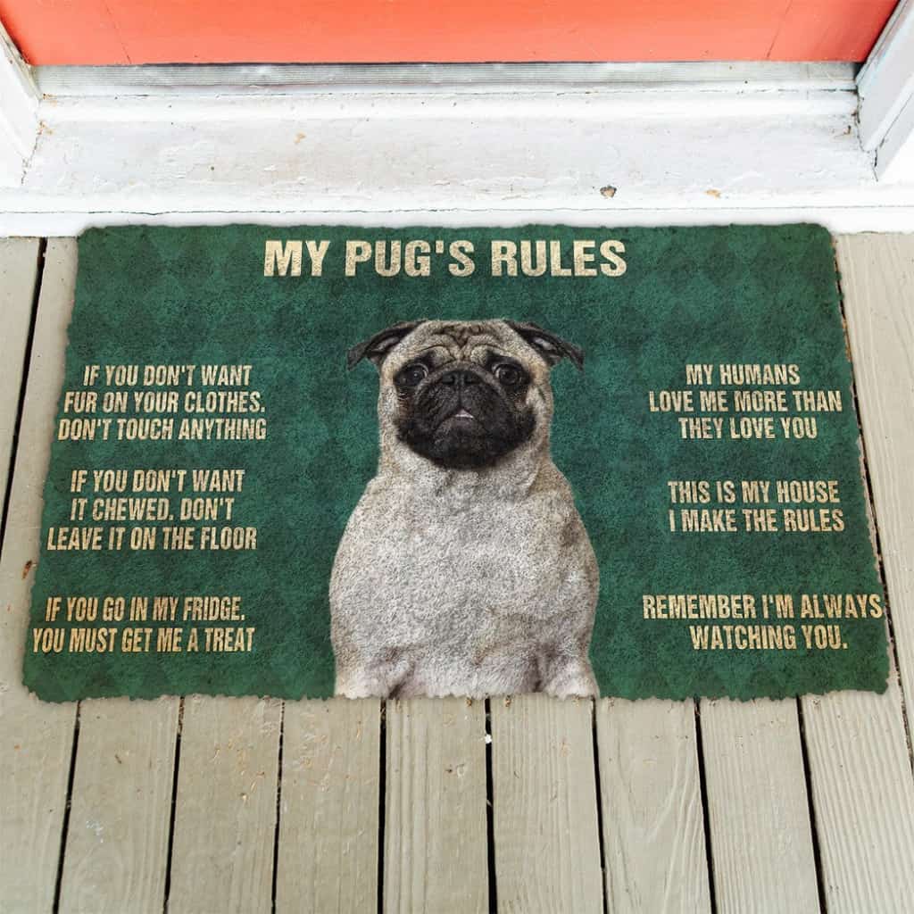 3D Pug's Rules Doormat