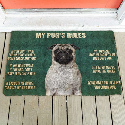 3D Pug's Rules Doormat