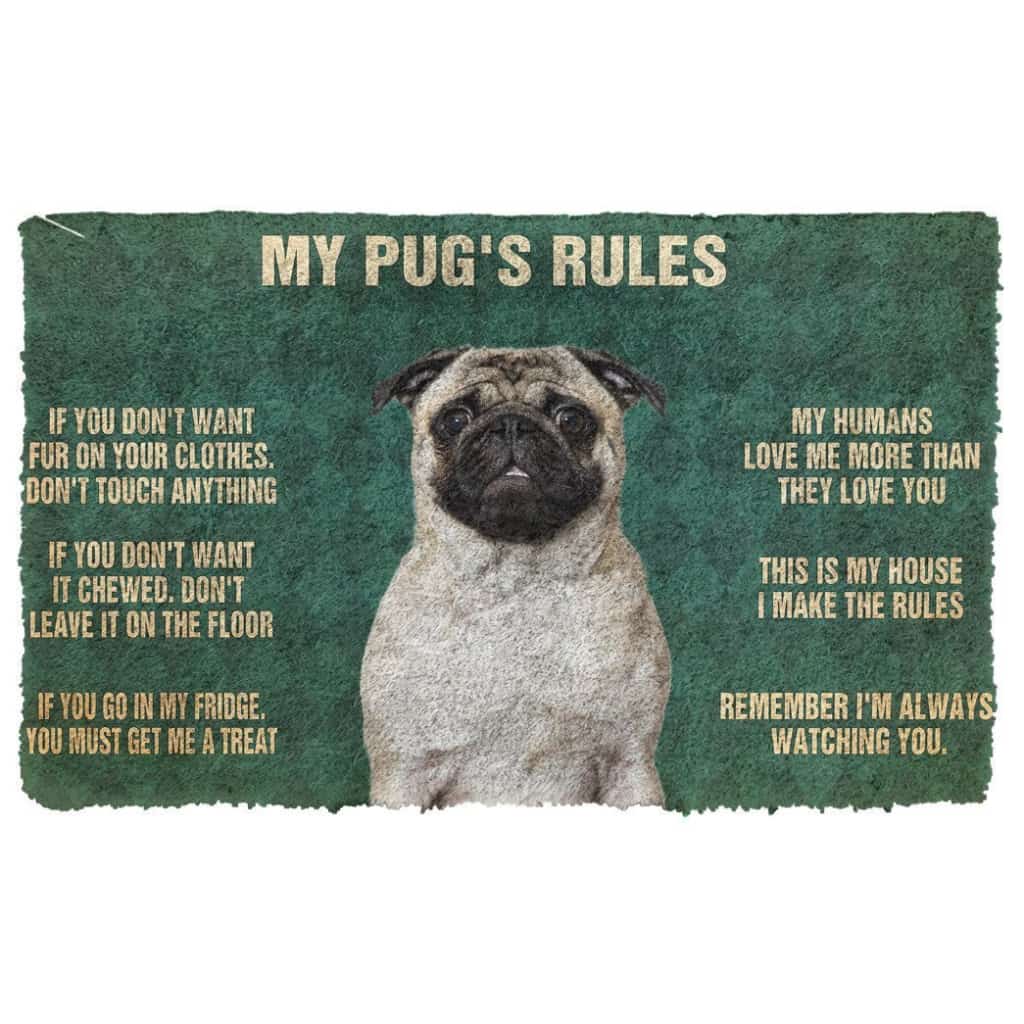 3D Pug's Rules Doormat