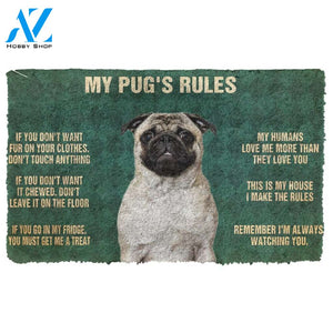 3D Pug's Rules Doormat | Welcome Mat | House Warming Gift