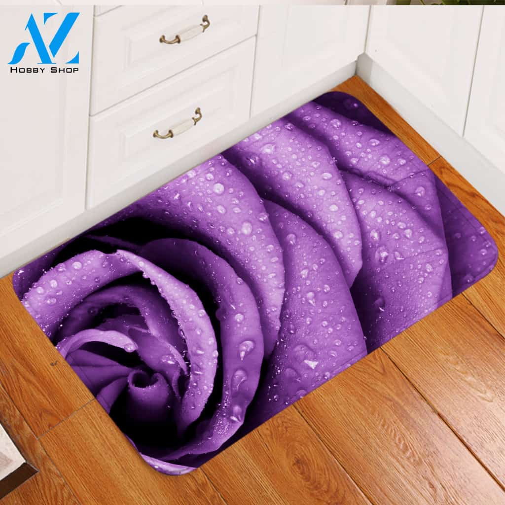 3D Purplish Rose Petal Door Mat