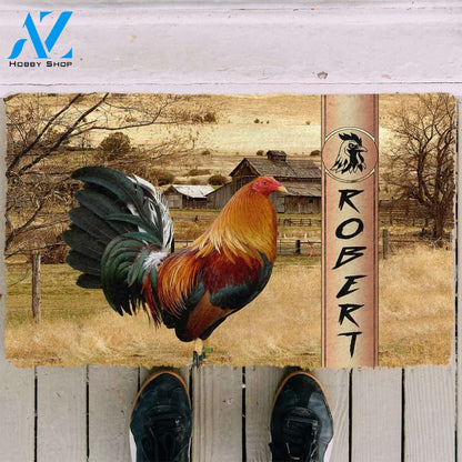 3D Rooster Ranch Grass Custom Name Doormat | Welcome Mat | House Warming Gift