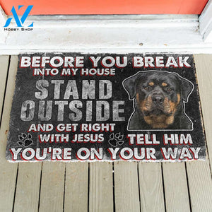 3D Rottweiler Before You Break Into My House Custom Doormat | Welcome Mat | House Warming Gift