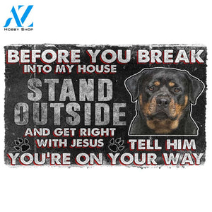 3D Rottweiler Before You Break Into My House Custom Doormat | Welcome Mat | House Warming Gift