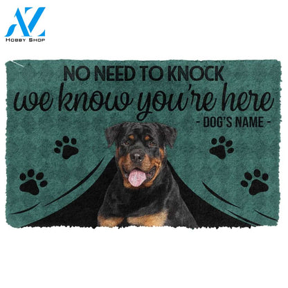 3D Rottweiler We Know Youre Here Custom Name Doormat | Welcome Mat | House Warming Gift