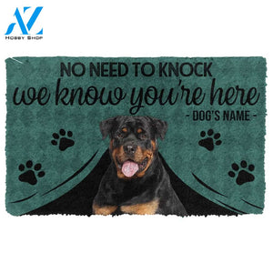 3D Rottweiler We Know Youre Here Custom Name Doormat | Welcome Mat | House Warming Gift