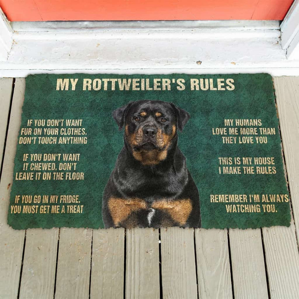 3D Rottweiler's Rules Doormat