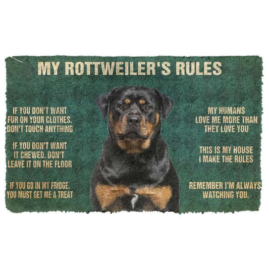3D Rottweiler's Rules Doormat