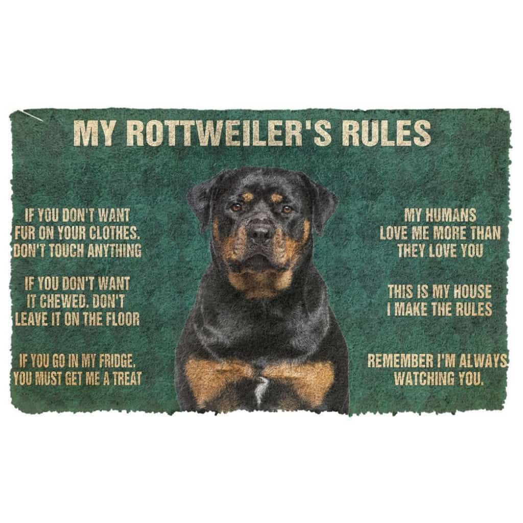 3D Rottweiler's Rules Doormat