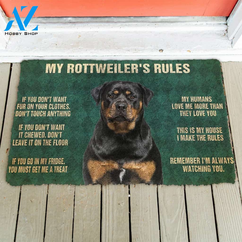 3D Rottweiler's Rules Doormat | Welcome Mat | House Warming Gift