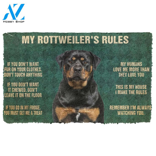 3D Rottweiler's Rules Doormat | Welcome Mat | House Warming Gift