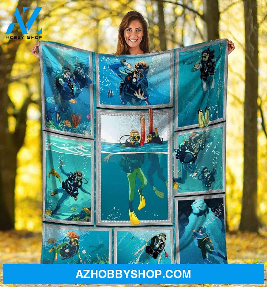 3D Scuba Diving Diver Ocean Blanket Gift For Scuba Diving Lover Birthday Gift Home Decor Bedding Couch Sofa Soft and Comfy Cozy