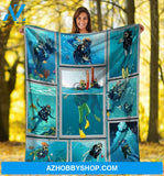3D Scuba Diving Diver Ocean Blanket Gift For Scuba Diving Lover Birthday Gift Home Decor Bedding Couch Sofa Soft and Comfy Cozy
