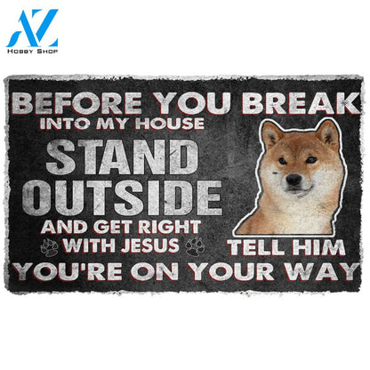 3D Shiba Inu Before You Break Into My House Custom Doormat | Welcome Mat | House Warming Gift