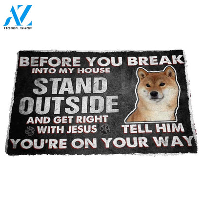 3D Shiba Inu Before You Break Into My House Custom Doormat | Welcome Mat | House Warming Gift