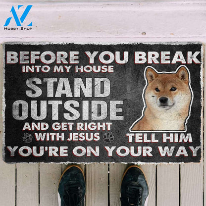 3D Shiba Inu Before You Break Into My House Custom Doormat | Welcome Mat | House Warming Gift