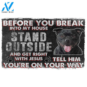 3D Staffordshire Bull Terrier Before You Break Into My House Custom Doormat | Welcome Mat | House Warming Gift