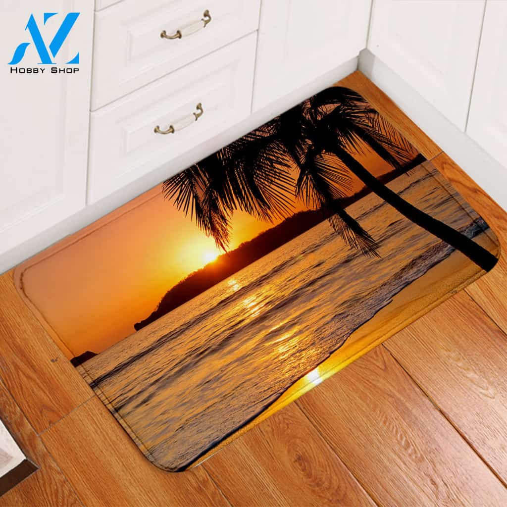3D Sunset Beach Door Mat