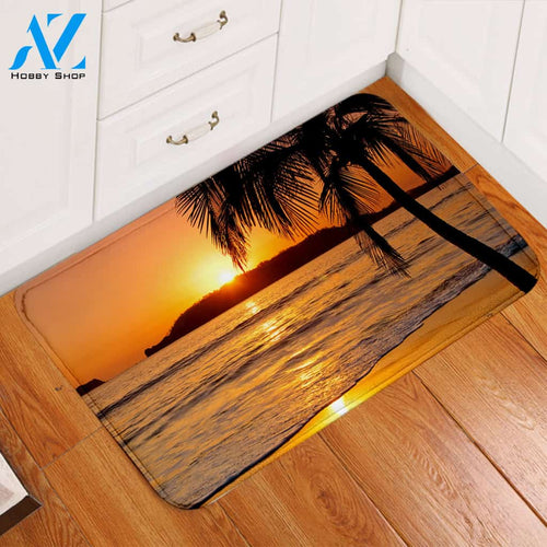 3D Sunset Beach Door Mat