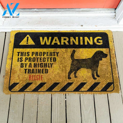 3D This Property Is Protected By A Highly Trained Beagle Doormat | Welcome Mat | House Warming Gift