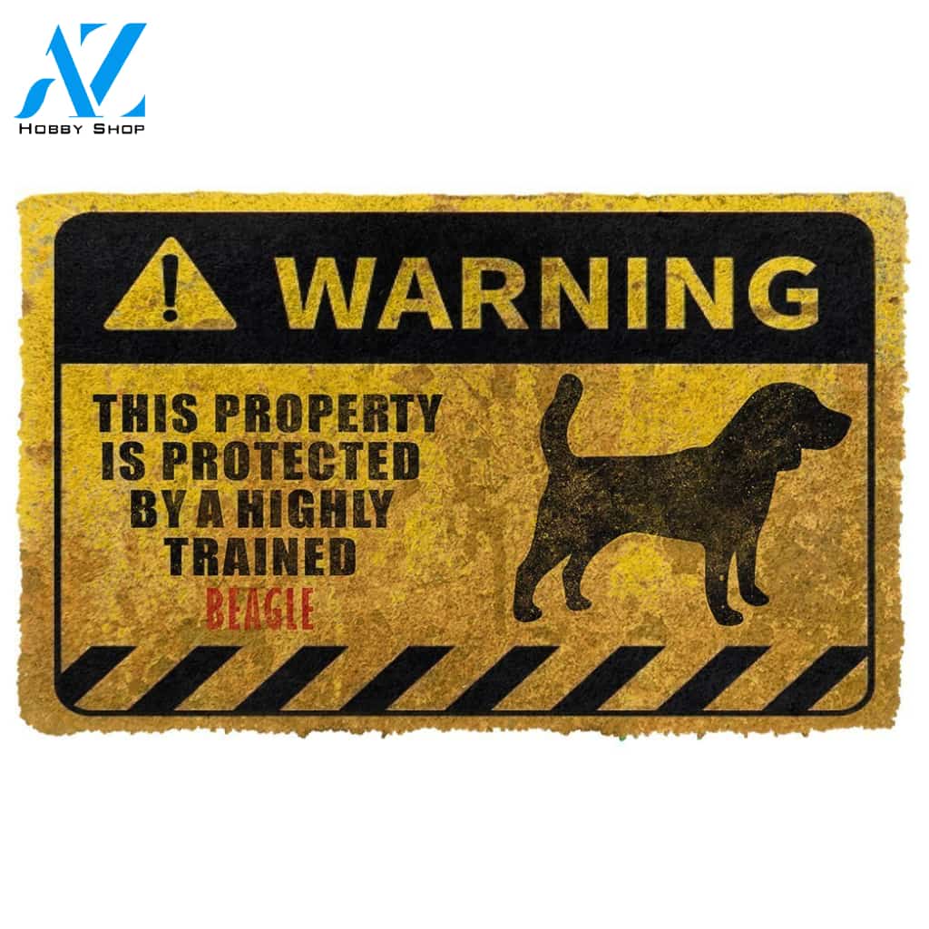 3D This Property Is Protected By A Highly Trained Beagle Doormat | Welcome Mat | House Warming Gift
