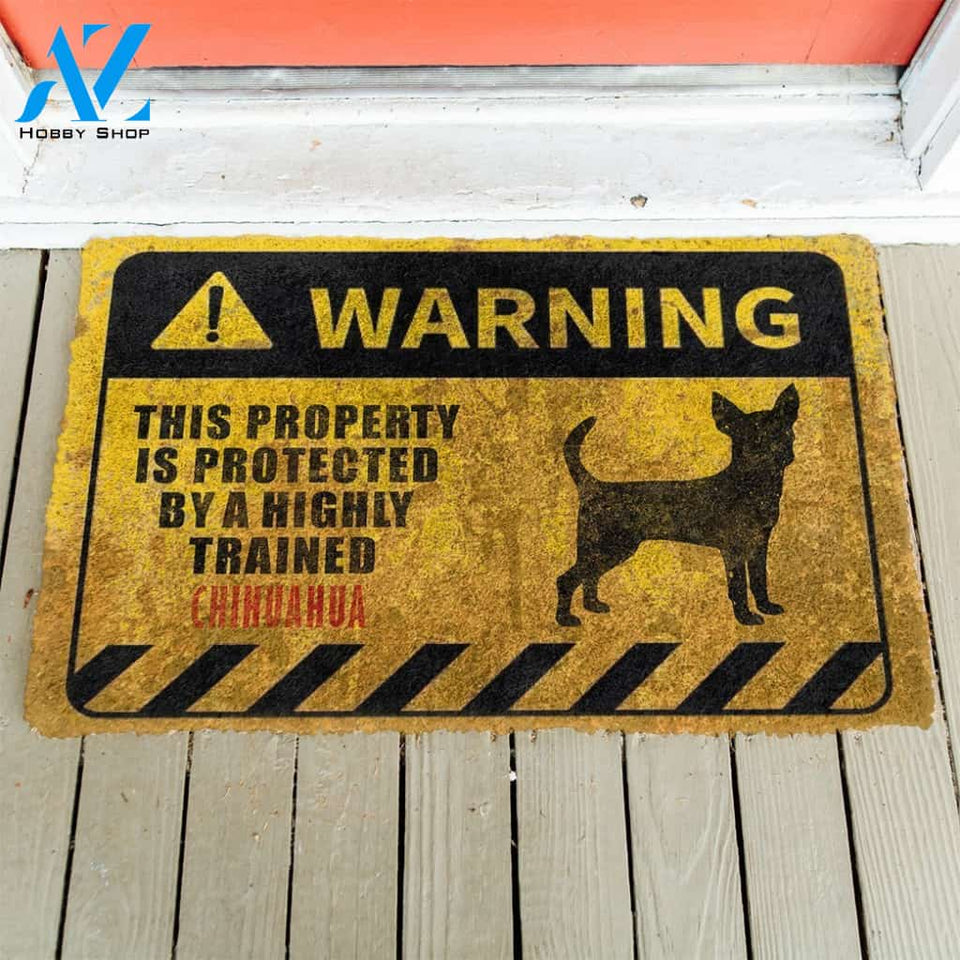 3D This Property Is Protected By A Highly Trained Chihuahua Doormat | Welcome Mat | House Warming Gift