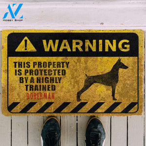 3D This Property Is Protected By A Highly Trained Doberman Doormat | Welcome Mat | House Warming Gift