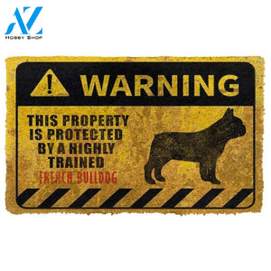 3D This Property Is Protected By A Highly Trained French Bulldog Doormat | Welcome Mat | House Warming Gift