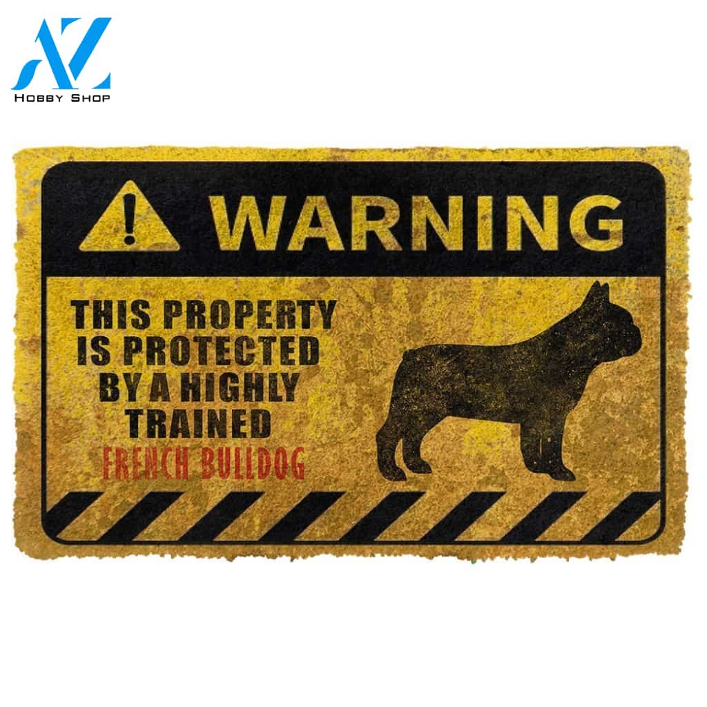 3D This Property Is Protected By A Highly Trained French Bulldog Doormat | Welcome Mat | House Warming Gift