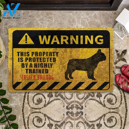 3D This Property Is Protected By A Highly Trained French Bulldog Doormat | Welcome Mat | House Warming Gift