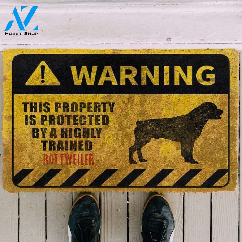 3D This Property Is Protected By A Highly Trained Rottweiler Doormat | Welcome Mat | House Warming Gift