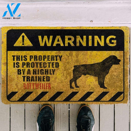 3D This Property Is Protected By A Highly Trained Rottweiler Doormat | Welcome Mat | House Warming Gift