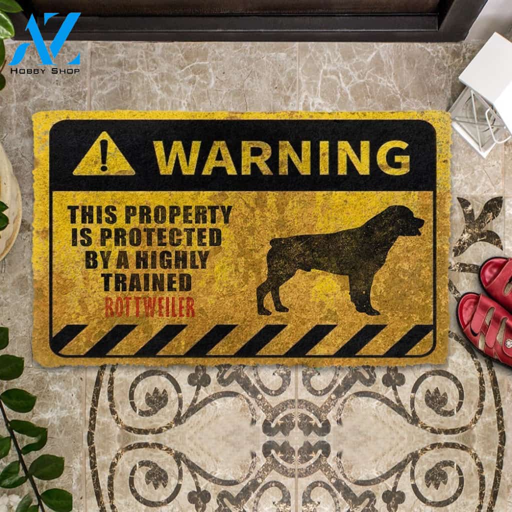 3D This Property Is Protected By A Highly Trained Rottweiler Doormat | Welcome Mat | House Warming Gift