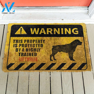 3D This Property Is Protected By A Highly Trained Rottweiler Doormat | Welcome Mat | House Warming Gift