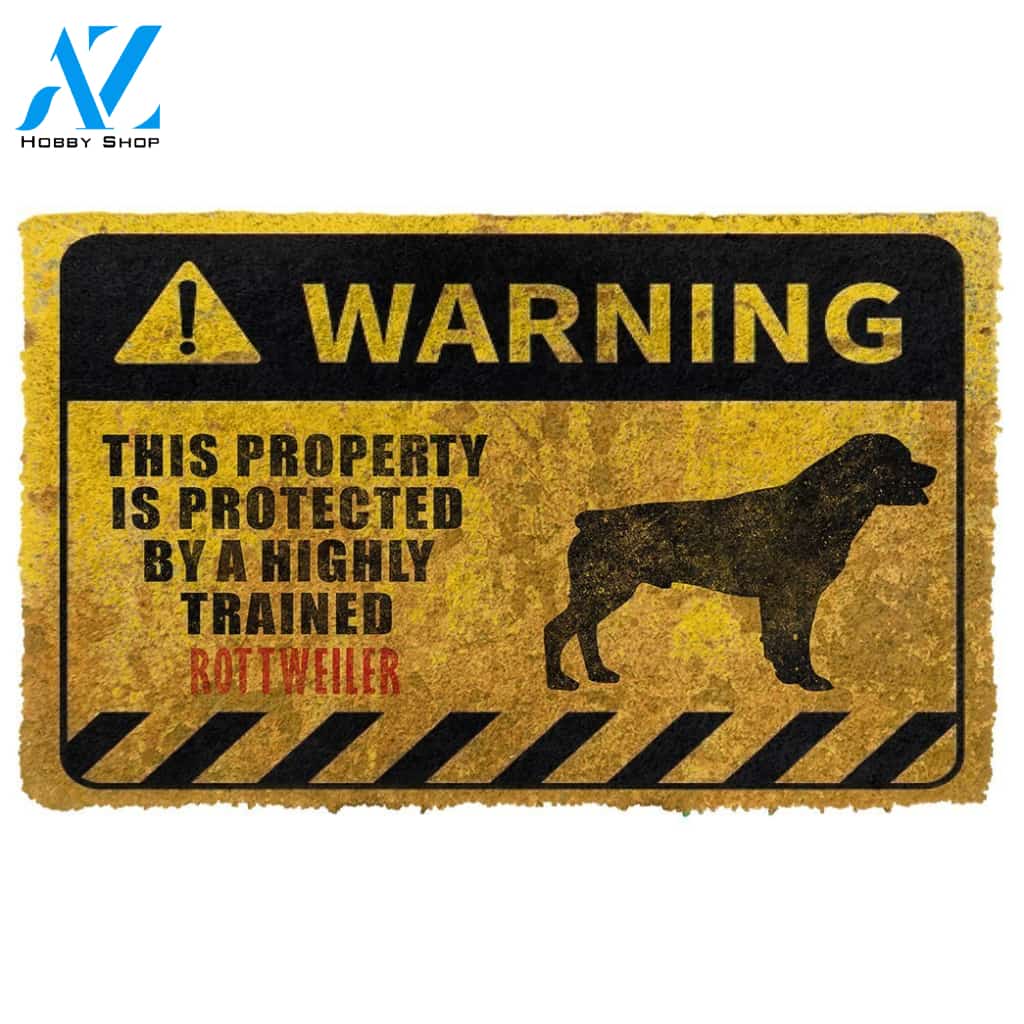 3D This Property Is Protected By A Highly Trained Rottweiler Doormat | Welcome Mat | House Warming Gift